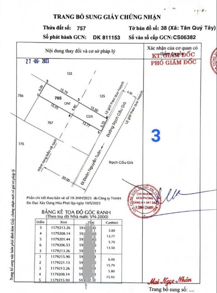 172m2 có 94m2 thổ cư, mt đường nhựa rạch cầu già xã tân quý tây bình chánh