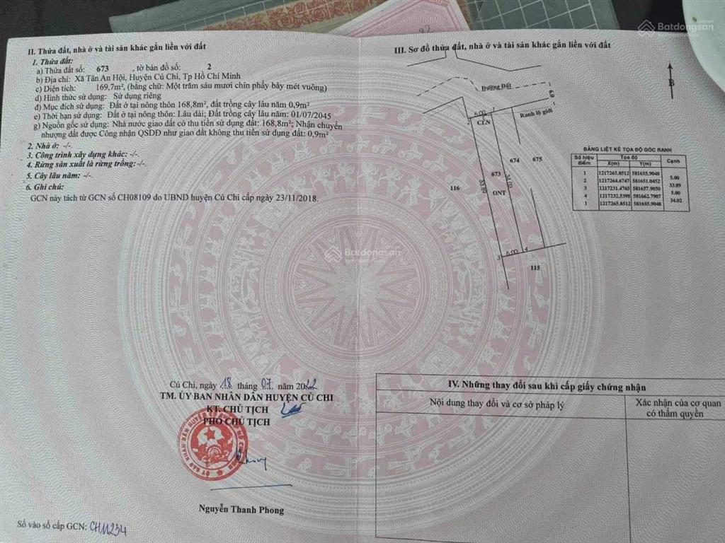 Cần bán gấp lô đất 5x34 full thổ cư gần kcn tây bắc và thị trấn củ chi