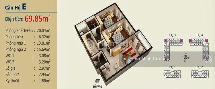 Bán căn hộ gốc hqc plaza 70m chỉ 1,3 tỷ ký hđmb trực tiếp chủ đầu tư