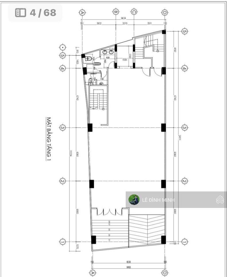 Cho thuê tòa nhà làm phòng khám, showroom, ngân hàng. diện tích 220m2, mặt tiền 8,5m, 06 tầng