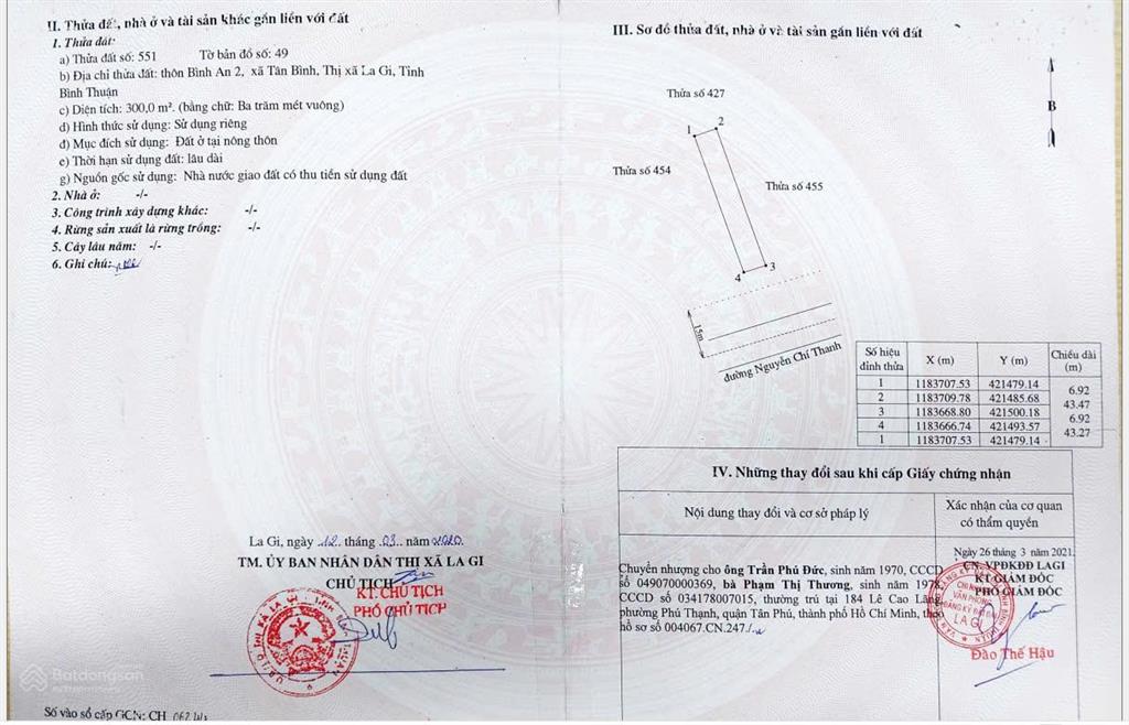Bán đất mặt tiền nguyễn chí thanh, la gi, bình thuận