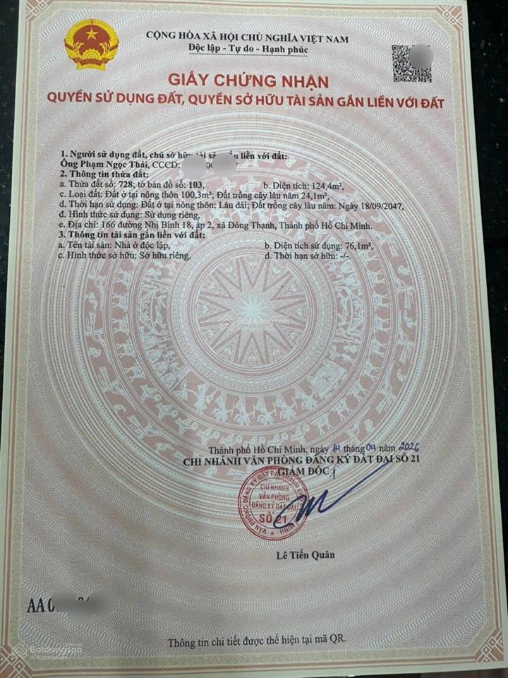 Bán nhà mt đg nhị bình 18 dt (5x25m) đg xe tải thông. vị trí đẹp, giá 4tỷ. khu dân ở rất đông.