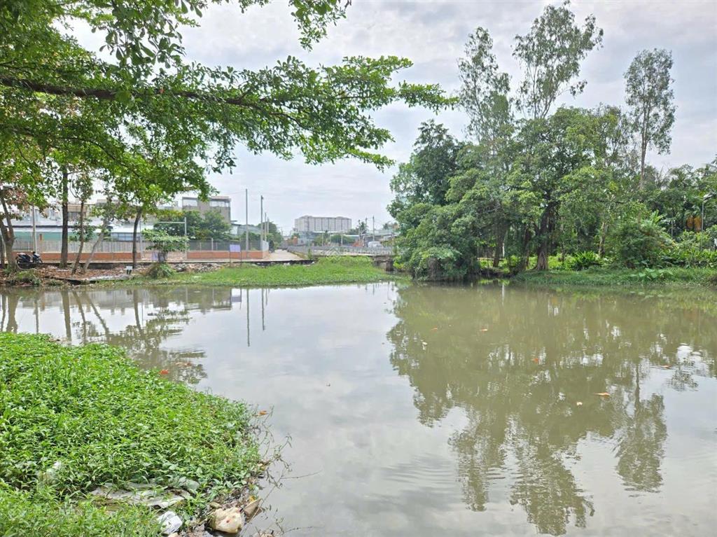 Bán đất góc 2mt sông bà hồng nhị bình hóc môn dt 1100m có 300m thổ cư. có nhà cấp 4. vị trí đẹp.