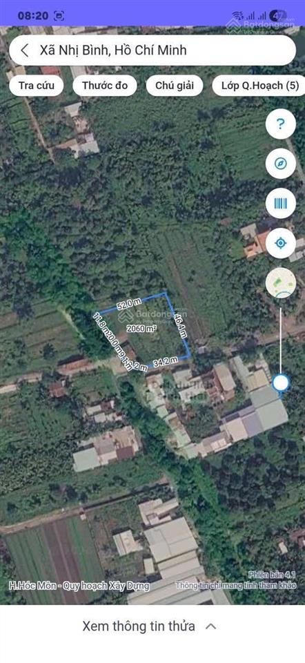 Bán đất góc 2mt đường nhựa nhị bình hóc môn cũ dt 2000m2, giá 4.5tr/m2 vị trí đẹp