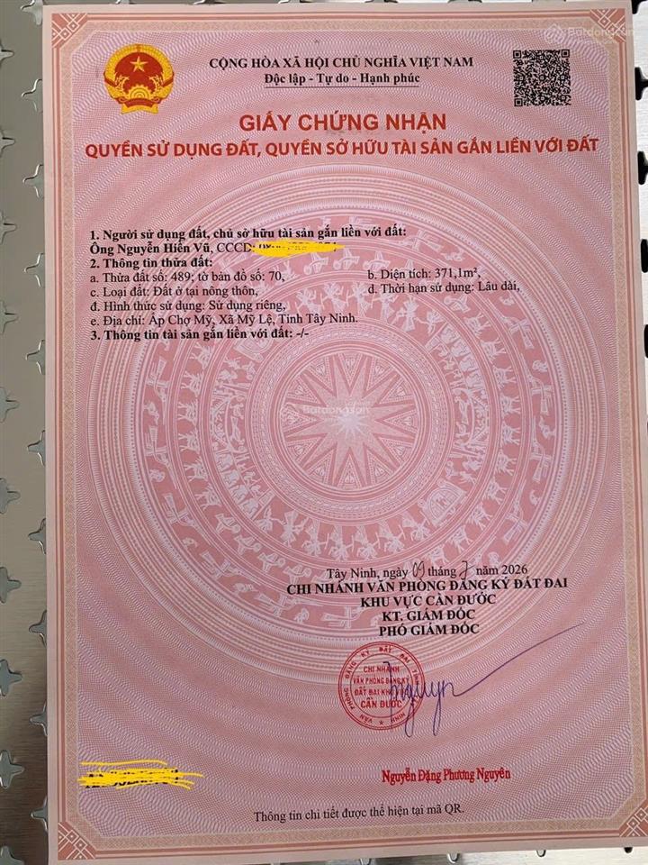 Bán nhà và đất 371 m2 vuông thổ cư giá 1.3 tỷ