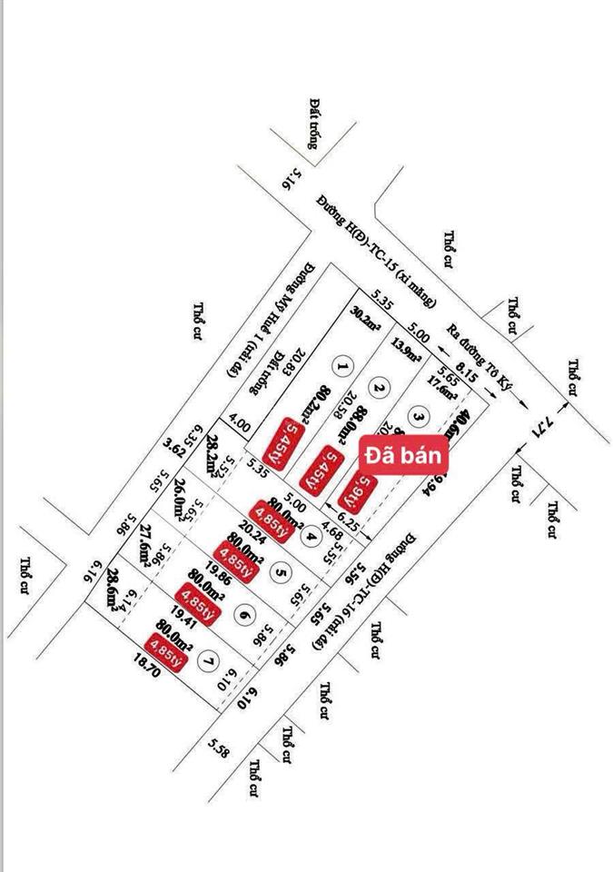 Đất thổ cư đường 5m bê tông 1 xoẹt tô ký, 6 lô, 4.85 tỷ