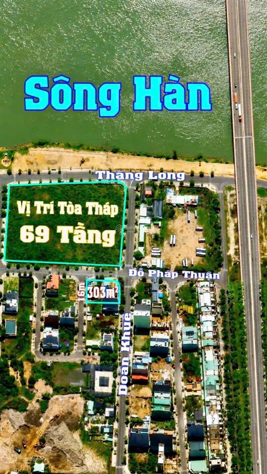Siêu phẩm góc 2mt sông hàn  đường doãn khuê và đỗ pháp thuận. 303m2 xây cao tầng