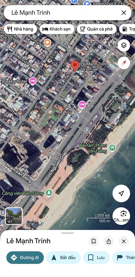 Bán lô đất đường lê mạnh trinh, sát biển mỹ khê 200m. diện tích 103m2 ngang 5m  giá 15.x rẻ