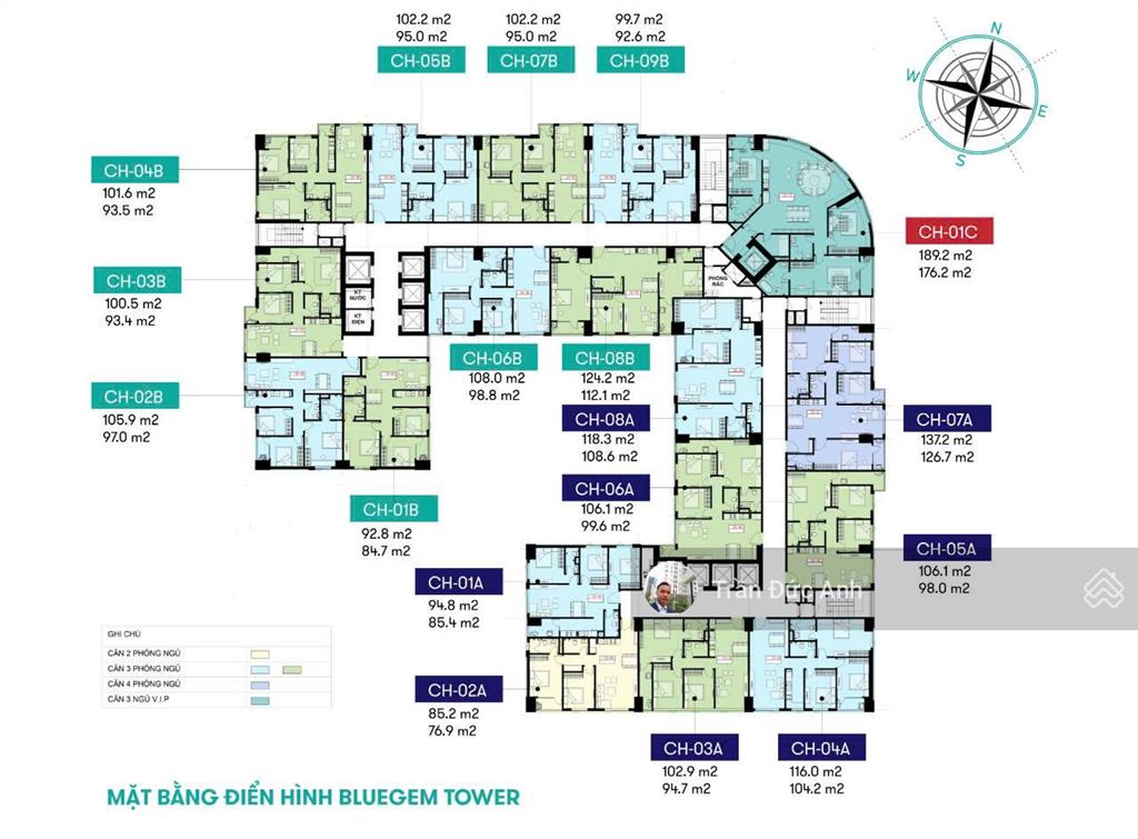Bluegem tower  6,89 tỷ  căn góc 3 ngủ 97m2 siêu đỉnh