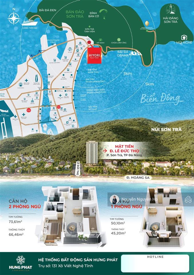 Penthouse hiyori aqua tower đà nẵng, view trực diện biển, giá gốc cdt