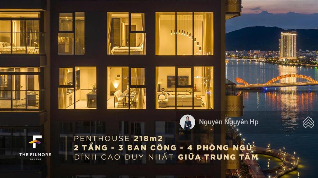 Penthouse the filmore da nang  218,8m2  view trực diện sông hàn, biển, pháo hoa  giá gốc cđt