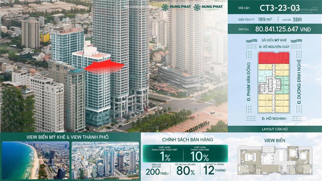 Bán penthouse times square đà nẵng 202m², 3pn, tầng 30, view trực diện biển mỹ khê, giá 58,47 tỷ.