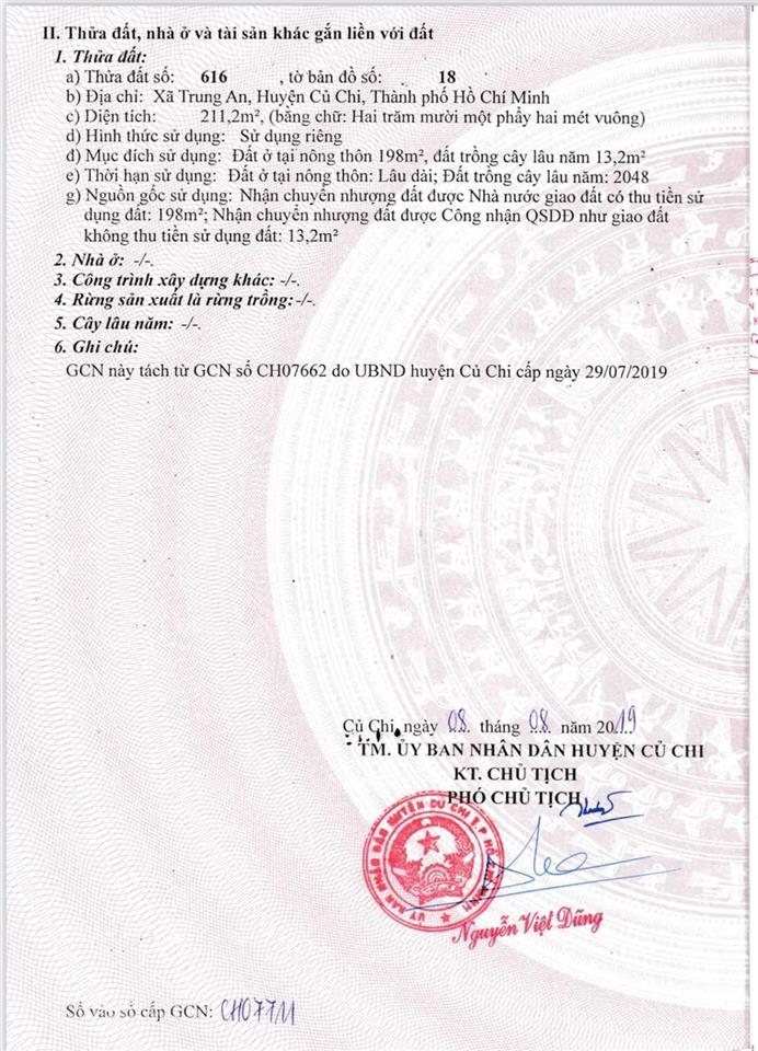 Chính chủ cần bán lô đất mt cầu trắng  sông sg, củ chi ~ 200m2 thổ cư