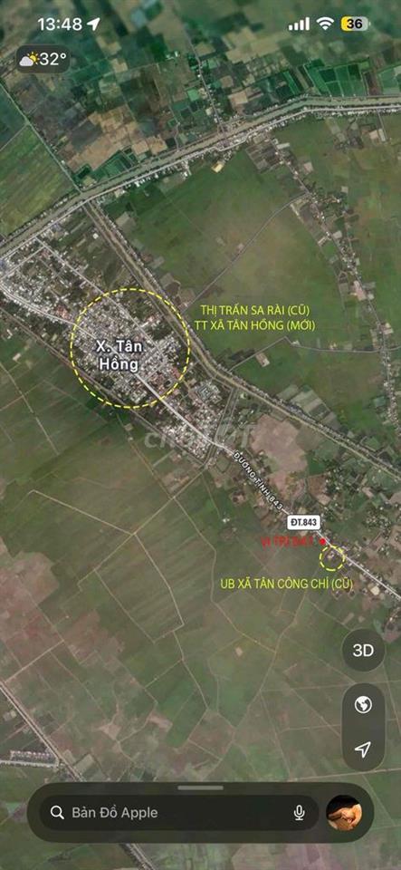 Bán đất nền 242m2 giáp đường ĐT843, trên UB xã Tân Công Chí (cũ)