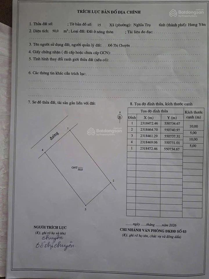 Bán 50 m nghĩa trụ vuông vắn đường apphan thông ô tô chỉ hơn 3 tỷ