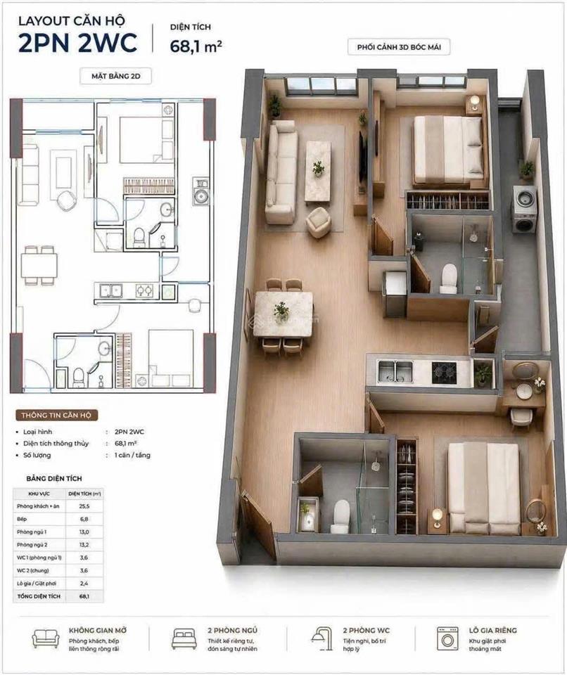 Bán căn hộ chung cư 2pn, 2wc tại võ nguyên giáp, chỉ với hơn 1,8 tỷ có ngay căn 68m2