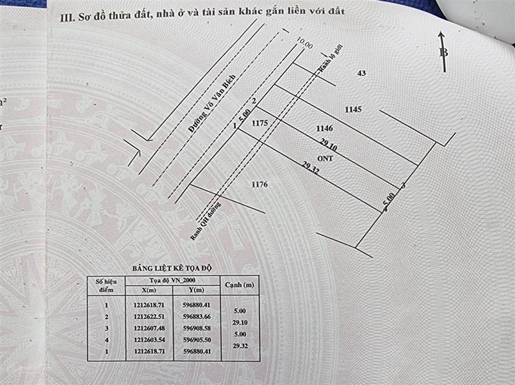 Chính chủ bán đất mặt tiền tại võ văn bích, bình mỹ, củ chi, 6 tỷ, 144.6m2