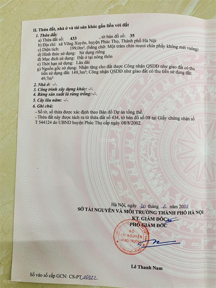 Bán 199m2 đất trục chính kinh doanh tại phúc lộc, hà nội. sát trục tây thăng long chỉ 24 triệu/m2
