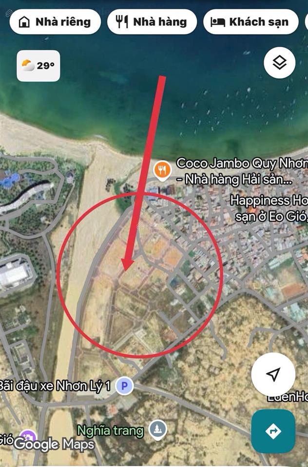 Bán đất biển khu suối cả, nhơn lý, quy nhơn diện tích 120m2, ngang 6m, giá 23 triệu/m2