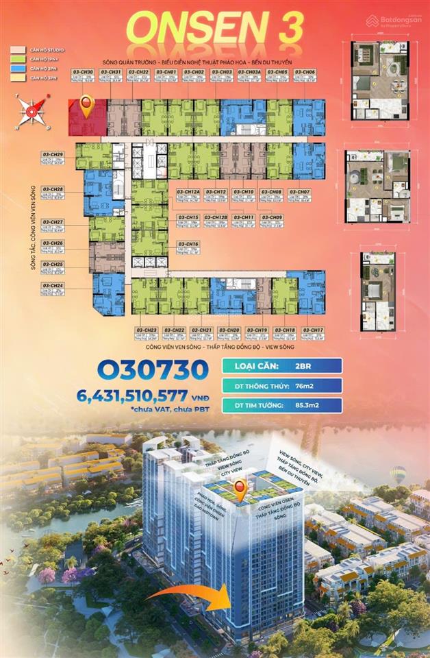Căn góc 2 phòng ngủ  2 mặt view sông và view pháo hoa nổi bật tại nha trang  sun group