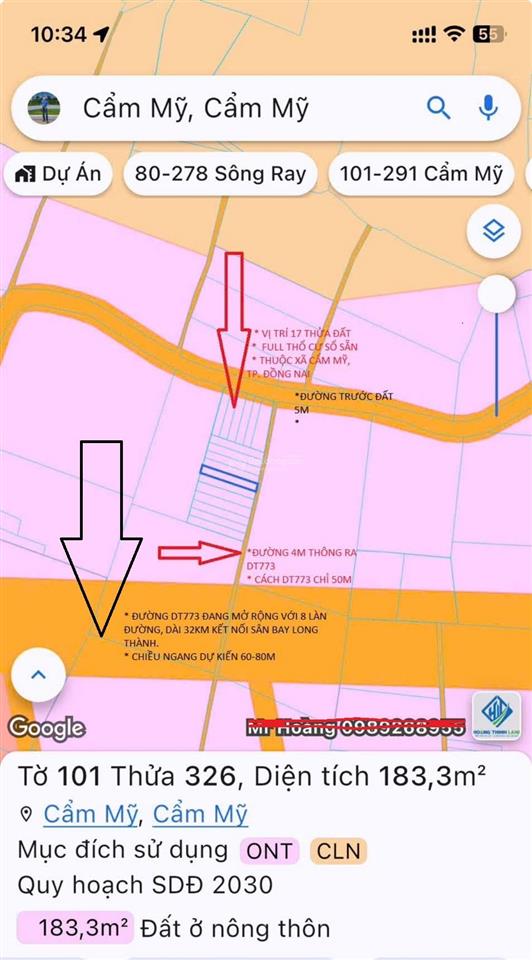 Đất sổ sẵn bảo bình, cẩm mỹ  mặt tiền bê tông 5m  cách đường dt.773 đang thi công 50 mét