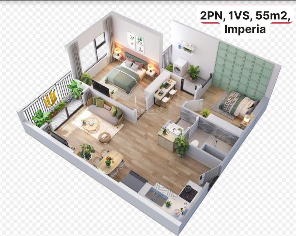 Giá rẻ nhất khu imperia căn 2pn toà i1, 3.8 tỷ, 55m thông thủy, sẵn sổ đỏ, có hỗ trợ vay