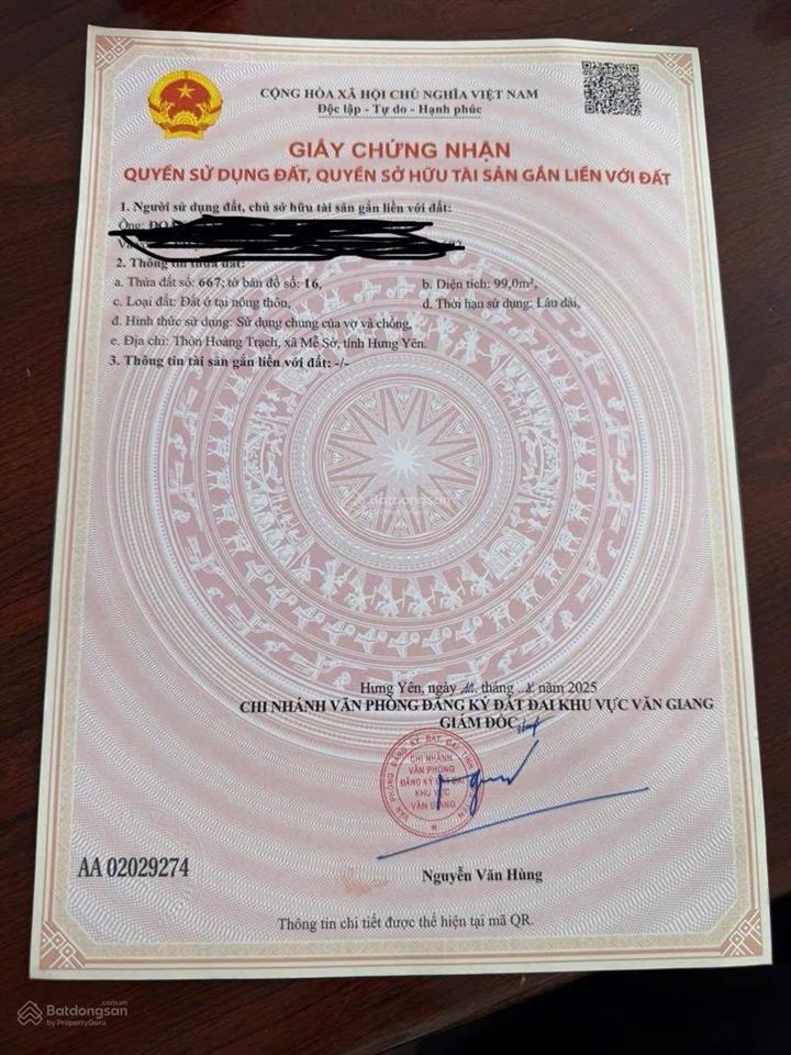Cần bán 99m2 đất giáp trung tâm xã mễ sở, cách vành đai 4 200m và dự án kđt xuân cầu
