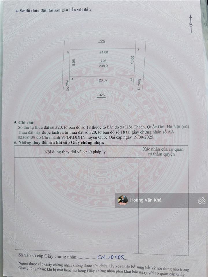 Bán đất vàng trung tâm chợ hòa thạch, đối diện uỷ ban, trường học, trung tâm hành chính xã