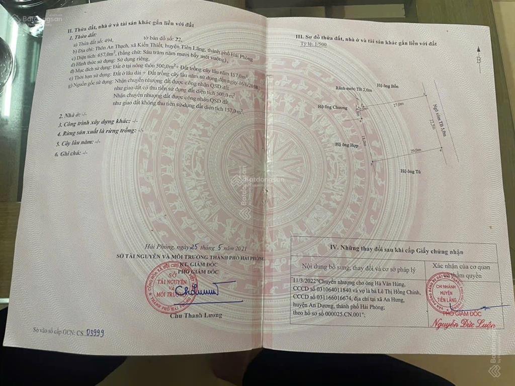 Chính chủ cần bán lô đất rẻ đẹp tại tiên lãng hải phòng (tân minh  hải phòng) chỉ hơn 6tr/m2