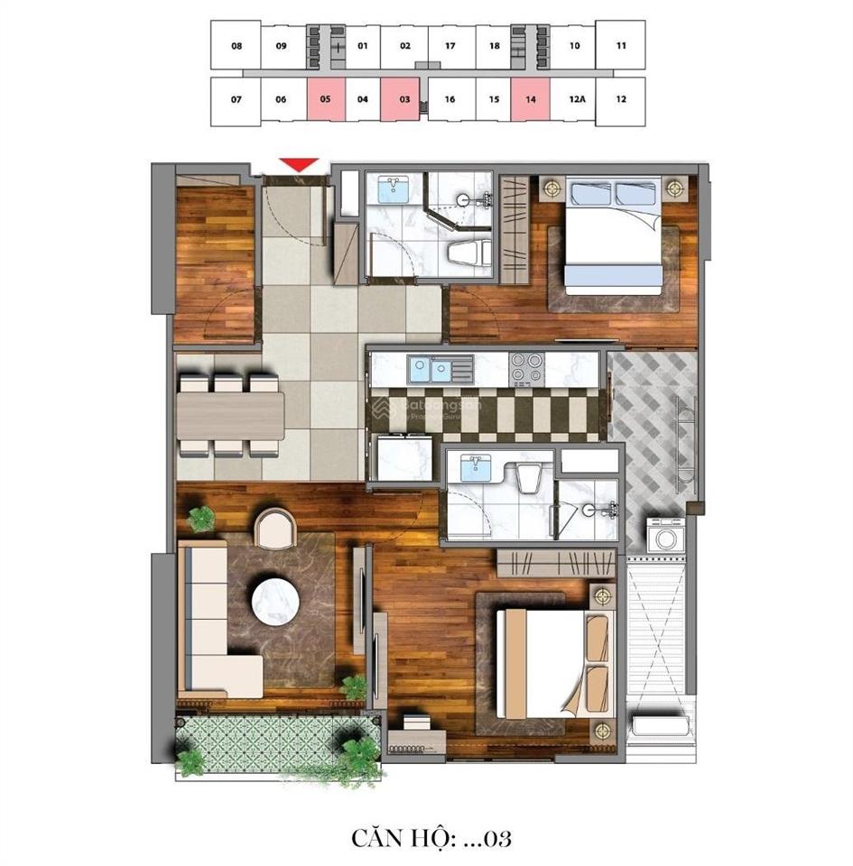 Bán căn 1905, 2 ngủ, 72m2, đông nam giá cam kết rẻ nhất, tầng đẹp nhất viha leciva