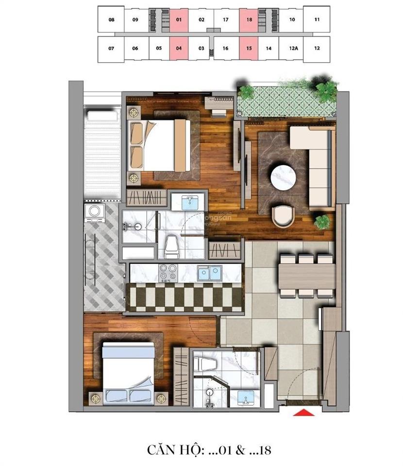 Bán căn 1905, 2 ngủ, 72m2, đông nam giá cam kết rẻ nhất, tầng đẹp nhất viha leciva