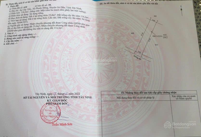 Chính chủ gửi bán đất tại xã phước đông, huyện gò dầu, tây ninh, giá ưu đãi 499 triệu, 139.2m2