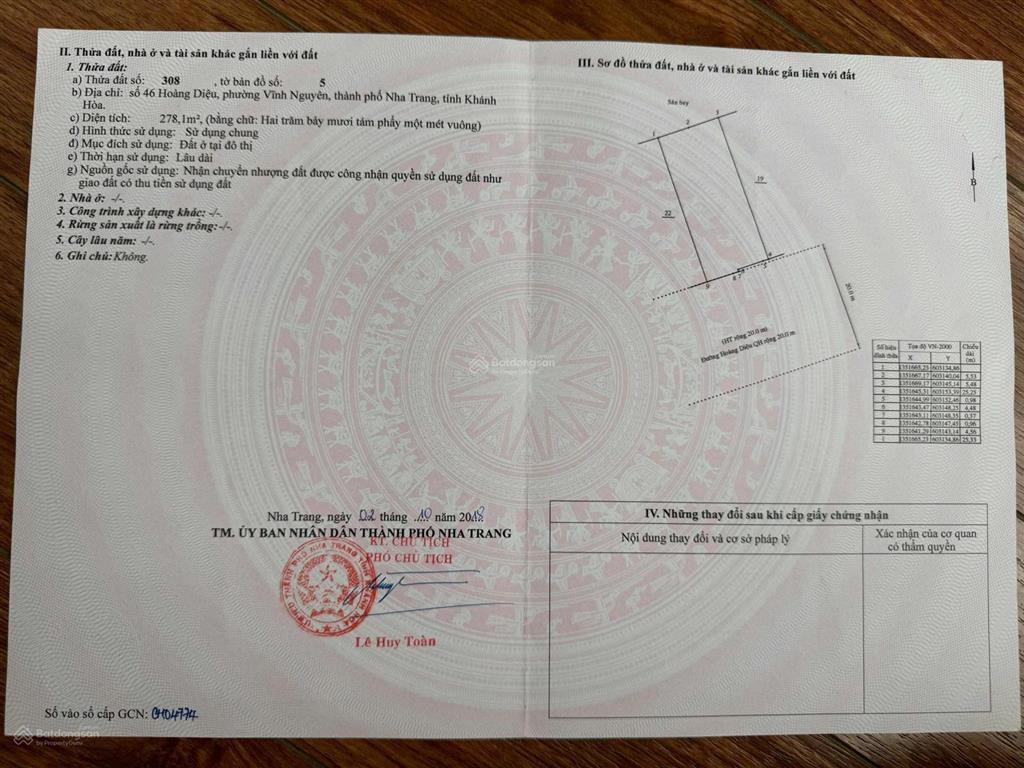 Bán lô đất ngang 11m đường hoàng diệu đi bộ ra biển  có thể xây được 24 tầng phù hợp làm khách sạn