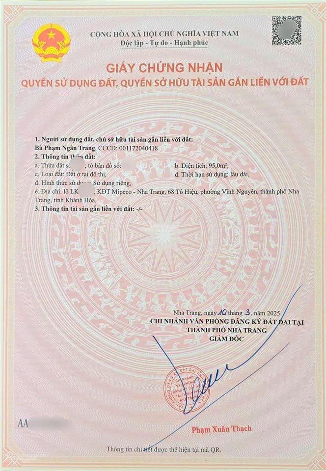 Bán lô đất đường số 2 kđt mipeco  giá tốt chỉ 90tr/m2