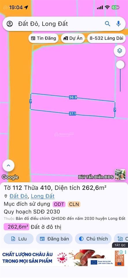 Bán lô đất trung tâm xã đất đỏ  sát trường học tiện ích bao quanh, đi biển phước hải 6km