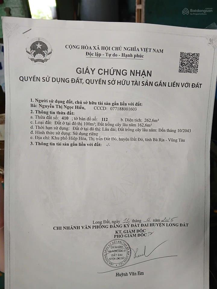 Bán lô đất trung tâm xã đất đỏ  sát trường học tiện ích bao quanh, đi biển phước hải 6km