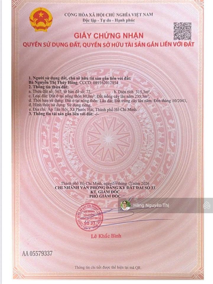 Bán đất trung tâm ngay đường ven biển và dt44a sau uỷ ban xã phước hải mới ,tiện ích ,cách biển 3km