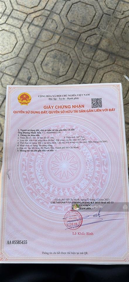 Bán đất ven biển gần chân núi minh đạm hồ sở bông  vị trí đẹp nhiều nhà vườn, giá chỉ 2 tỷ 250tr