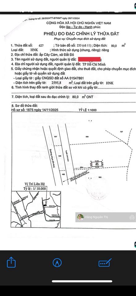 Cần bán lô đất gần 3.000m2 thổ cư đường nhựa xã đất đỏ, tp hcm, ngang 33x72m tc 80m2