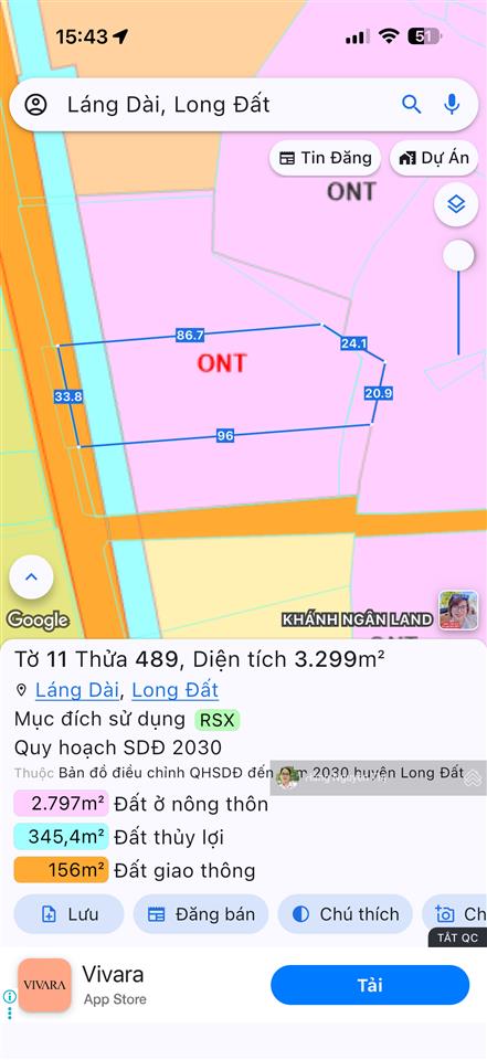 Cần bán lô đất gần 3.000m2 thổ cư đường nhựa xã đất đỏ, tp hcm, ngang 33x72m tc 80m2
