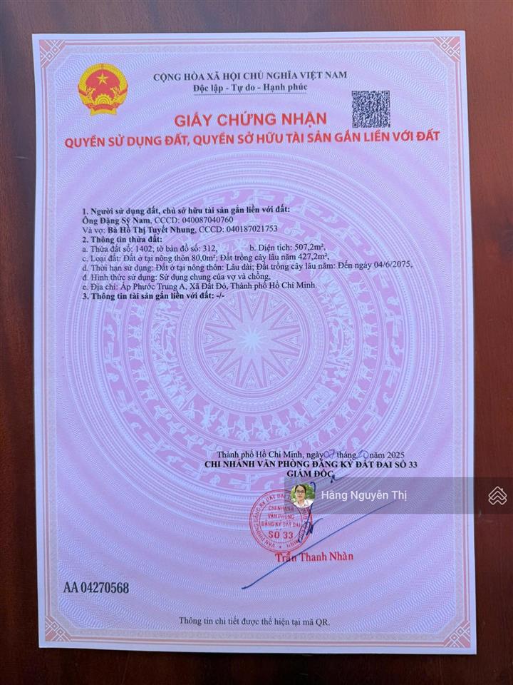 Bán lô đất 500m2 nhà vườn ngay đường nguyễn huệ xã đất đỏ, canh khu nhà vườn, đi biển 10p