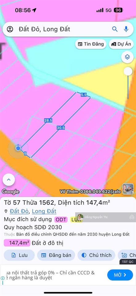 Bán đất trung tâm đất đỏ  đường trần huy liệu đối diện trung tâm hành chính, giá ngộp chỉ 1 tỷ
