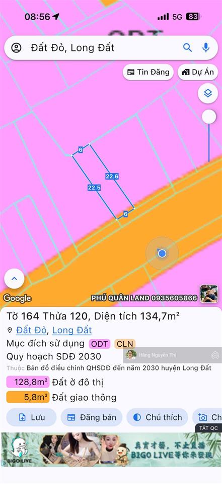 Bán đất mặt tiền đường số 2  trung tâm xã đất đỏ, ở và kinh doanh tốt, tiện ích bao quanh