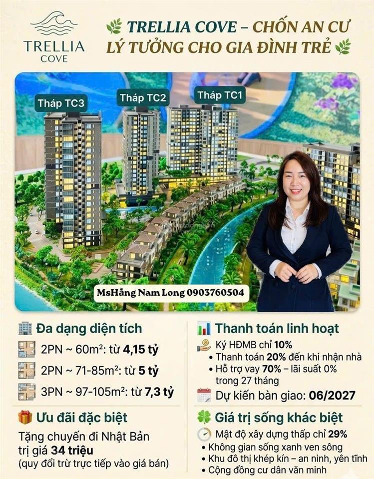 Căn 3pn2wc giá tốt nhất tại trellia cove view trực diện kênh đào siêu đẹp