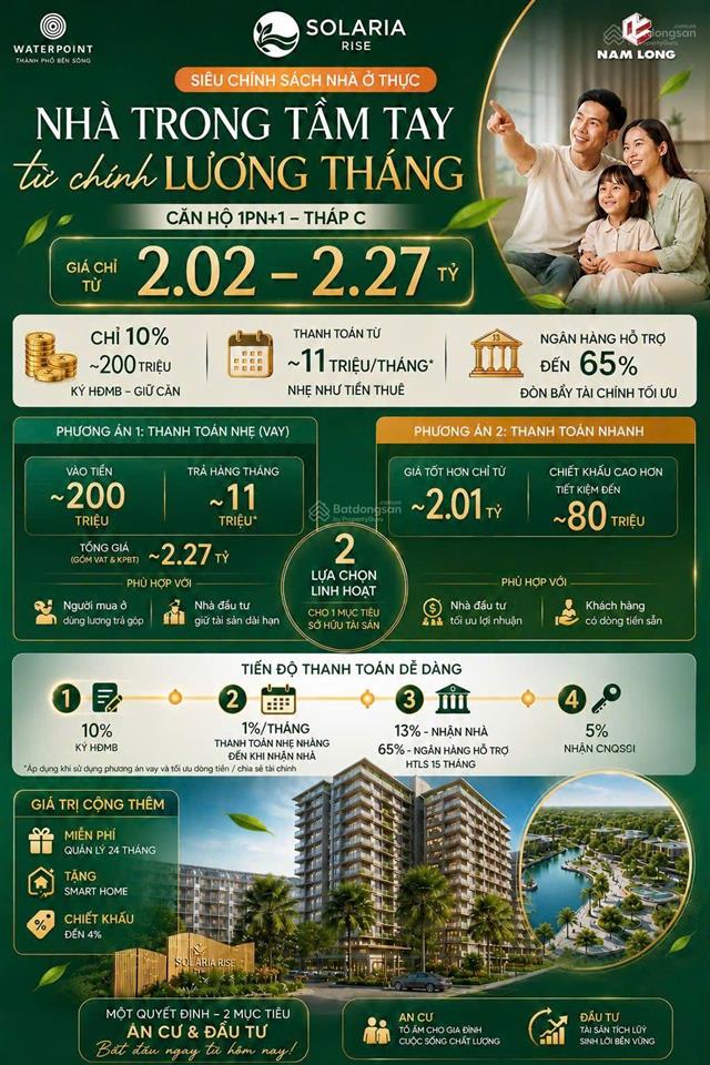 Solaria rise  mua nhà bằng lương chỉ 1'5tỷ/căn thanh toán 0.5%/tháng view kênh đào & sông siêu đẹp