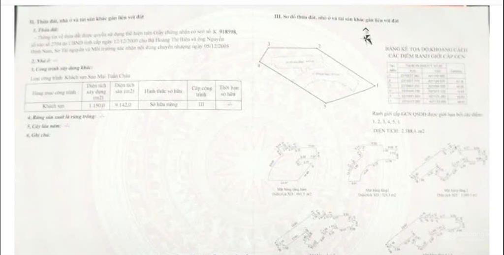 Bán khách sạn và đất khách sạn tại tuần châu, thành phố quảng ninh.