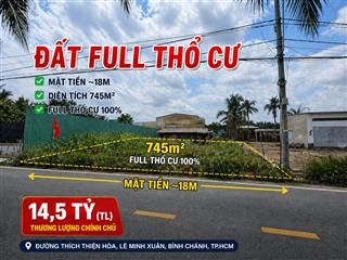 Đất 745m2 mt 18m thích thiện hòa, bình chánh, full thổ cư phân lô đẹp