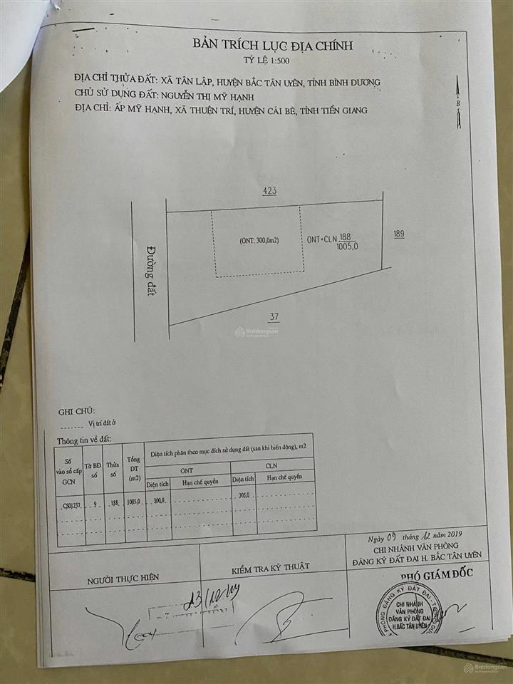 Bán đất 1 xẹt đường 746b, tân lập, bắc tân uyên, 1005m2 (300tc) chỉ 4,3 tỷ, thích hợp làm kho xưởng