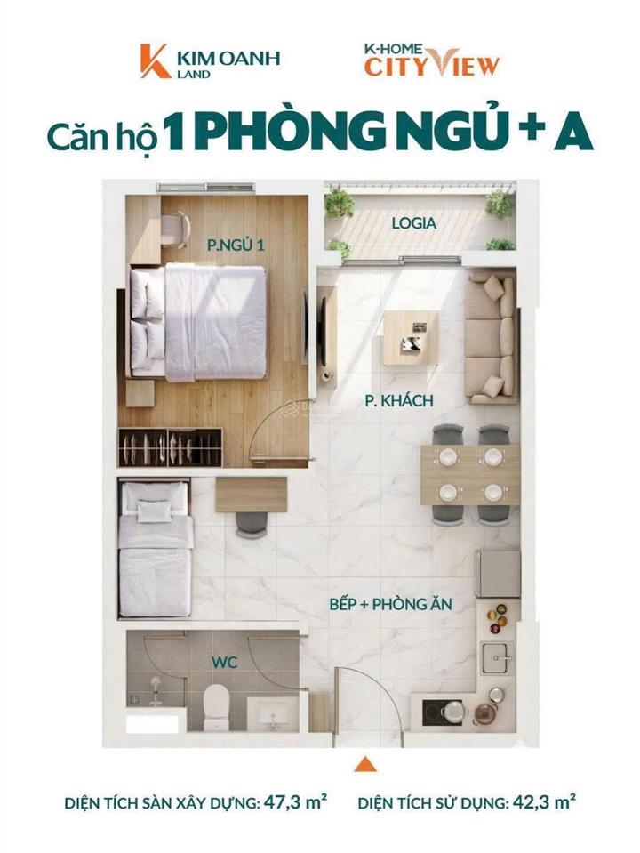 Bán gấp căn hộ 1pn tại khome cityview, biên hòa, đồng nai, 1 tỷ, 47m2