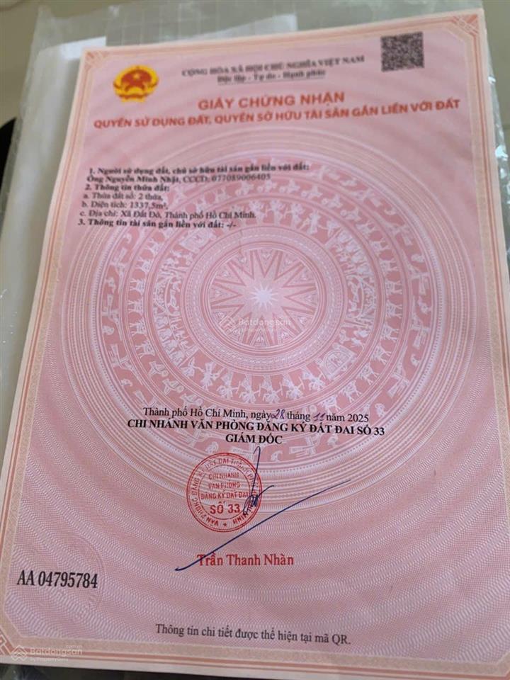 Bán lô đất 1337m2 thích hợp xây dựng nhà vườn nghỉ dưỡng  trung tâm thị trấn đất đỏ  brvt